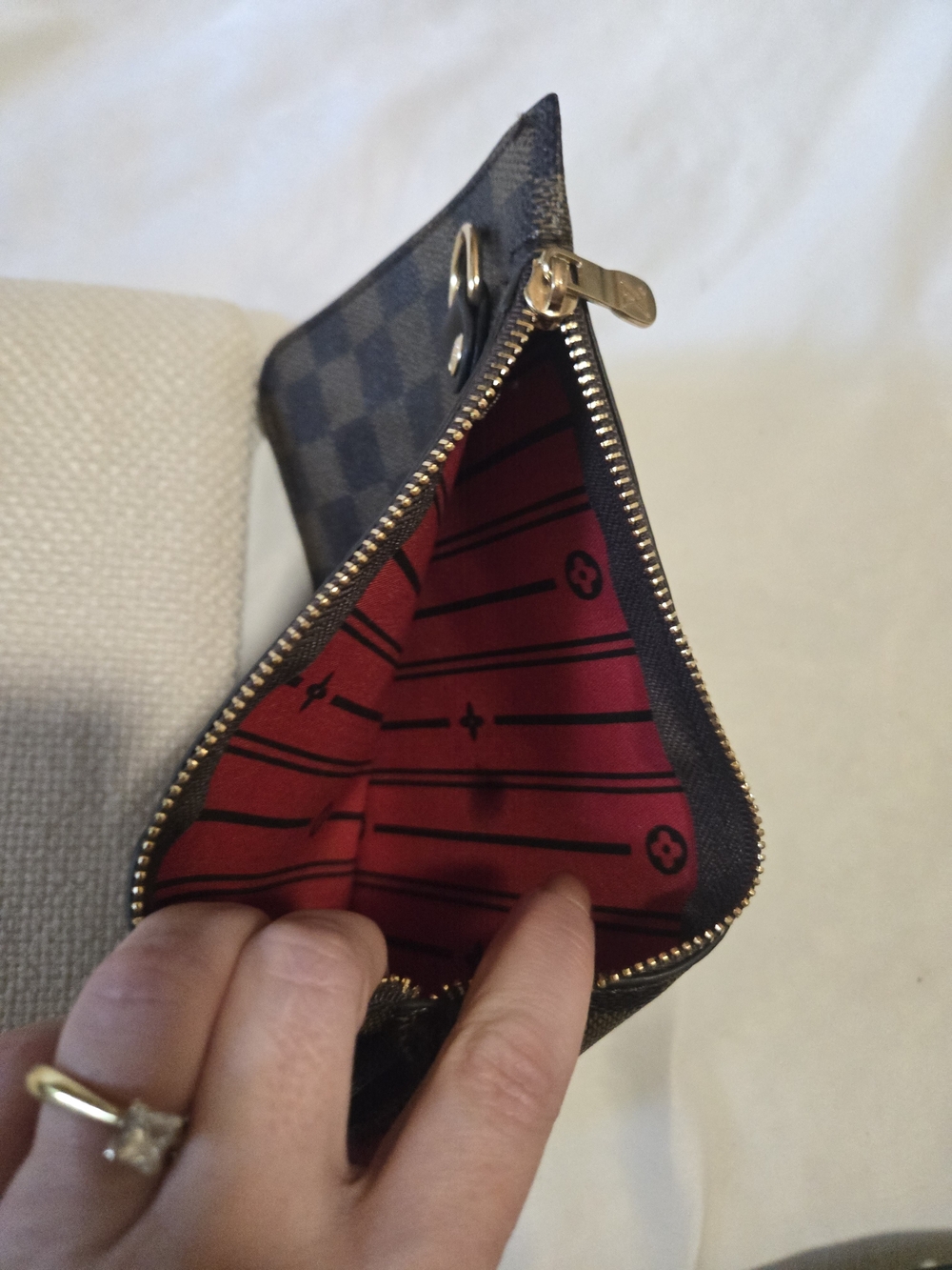 Canvas Zip Pouch Set - Neutral Ivory and Brown - Picture 5 of 6
